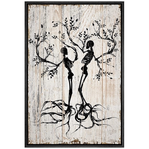 wall26 Canvas Print Wall Art Spooky Skeleton Tree Silhouettes on Wood Panels Nature Wilderness Illustrations Modern Art Rustic Relax/Calm Multicolor for Living Room, Bedroom, Office - 24"x36&quo