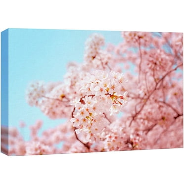 wall26 Canvas Print Wall Art Spring Summer Japanese Cherry Blossoms Nature Floral Photography Realism Botanical Wilderness Zen Rustic Colorful Decorative for Living Room, Bedroom, Office - 32&quot;x4