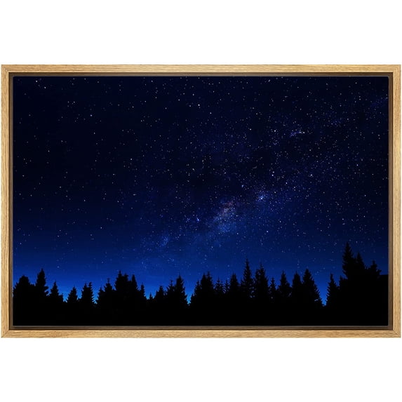 wall26 Canvas Print Wall Art Starry Blue Night Over Dark Forest Silhouette Nature Wilderness Digital Art Modern Art Landscape Relax/Calm Multicolor for Living Room, Bedroom, Office - 24"x36"