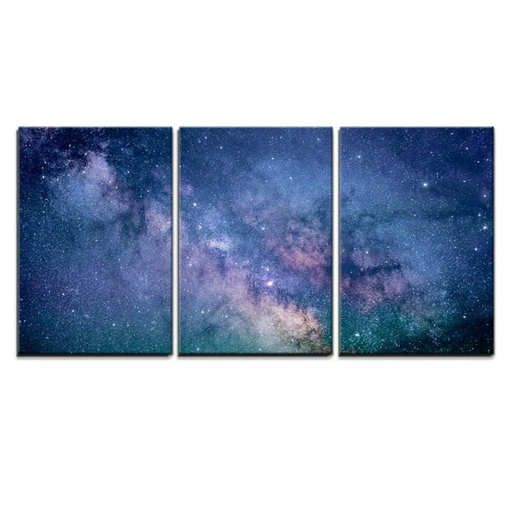 wall26 Canvas Print Wall Art Stars Through Purple & Teal Nebula Galaxy Astronomy & Space Sky Digital Art Modern Art Global Scenic Relax/Calm Multicolor for Living Room, Bedroom, Office - 24&q