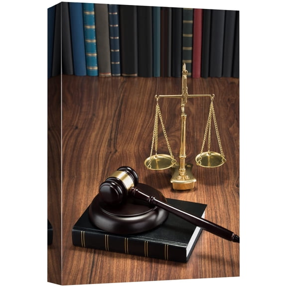 wall26 Canvas Print Wall Art Still Life with Justice Scale & Gavel People Historic Photography Realism Traditional Scenic Dramatic Multicolor Cultural for Living Room, Bedroom, Office - 12"x