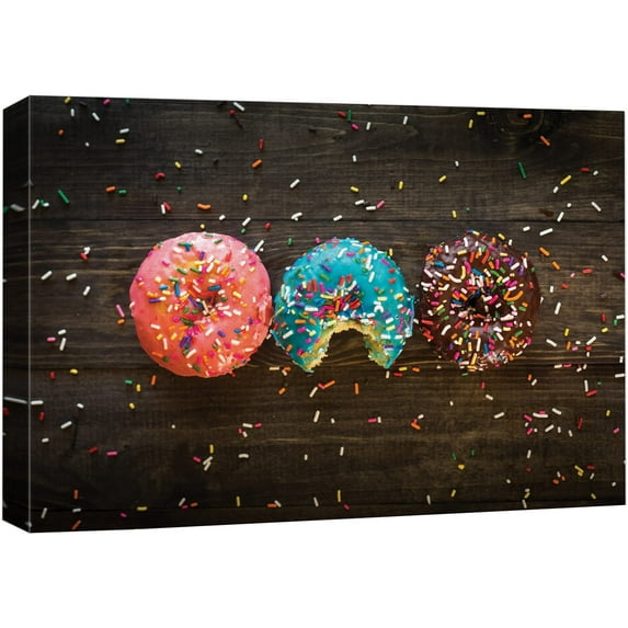 wall26 Canvas Print Wall Art Strawberry, Blueberry & Chocolate Sprinkled Donuts Fruit Food Photography Realism Chic Scenic Colorful Multicolor Ultra for Living Room, Bedroom, Office - 16"x24