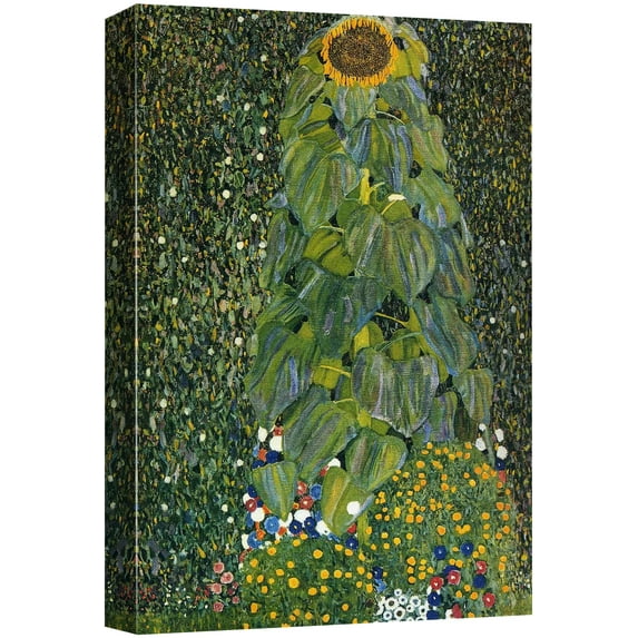 wall26 Canvas Print Wall Art Sunflower by Gustav Klimt Nature Abstract Oil Painting Fine Art Traditional Scenic Colorful Multicolor Ultra for Living Room, Bedroom, Office - 12"x18"