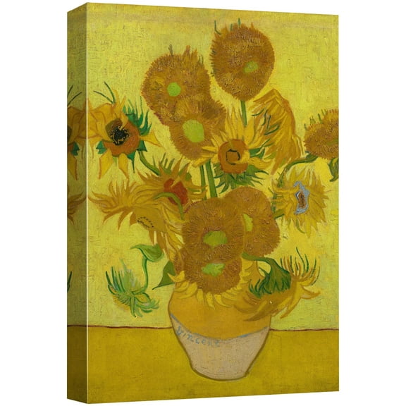 wall26 Canvas Print Wall Art The Sunflowers II by Master Artist Vincent Van Gogh Nature Wilderness Illustrations Fine Art Relax/Calm Multicolor for Living Room, Bedroom, Office - 12"x18"