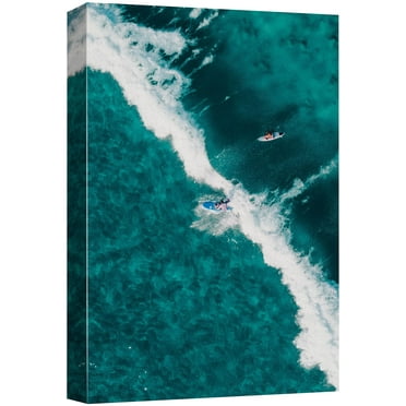 wall26 Canvas Print Wall Art Surfers Paddle Out on The Beach Sports Athletes Photography Realism Contemporary Scenic Urban Multicolor Ultra for Living Room, Bedroom, Office - 16&quot;x24&quot;
