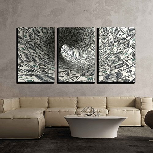 wall26 Canvas Print Wall Art Swirling Hundred Dollar Bill Money Vortex Abstract Shapes
