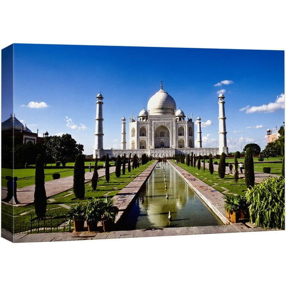 wall26 Canvas Print Wall Art Taj Mahal Landmark in Agra, India Architecture & Maps Building Photography Modern Art Scenic Multicolor Colorful for Living Room, Bedroom, Office - 16"x24"