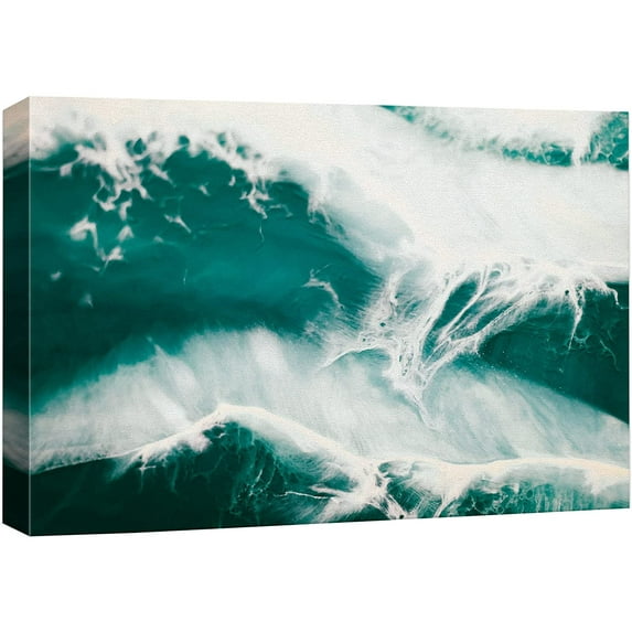 wall26 Canvas Print Wall Art Teal White Green Vibrant Gemstone Landscape Nature Wilderness Digital Art Realism Stylish Zen Chic Decorative Close Up for Living Room, Bedroom, Office - 24"x36"