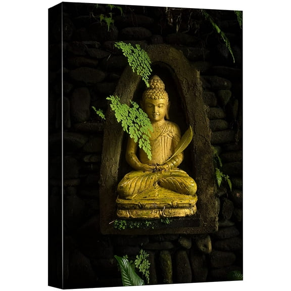 wall26 Canvas Print Wall Art Tranquil Carved Buddha Buddhism Statue in Forest Nature Religious Photography Realism Decorative Yoga Multicolor Relax/Calm Zen for Living Room, Bedroom, Office - 12&quot