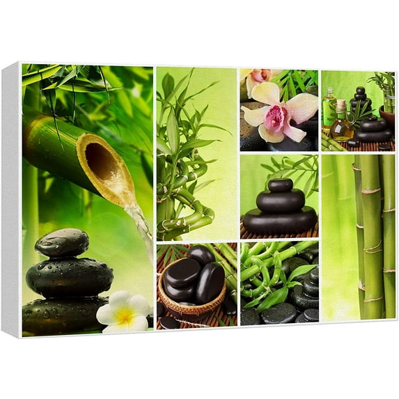 wall26 Canvas Print Wall Art Tropical Bamboo Forest Massage Stone Jungle Flowers Yoga Nature Photography Realism Rustic Scenic Landscape Colorful for Living Room, Bedroom, Office - 24"x36"