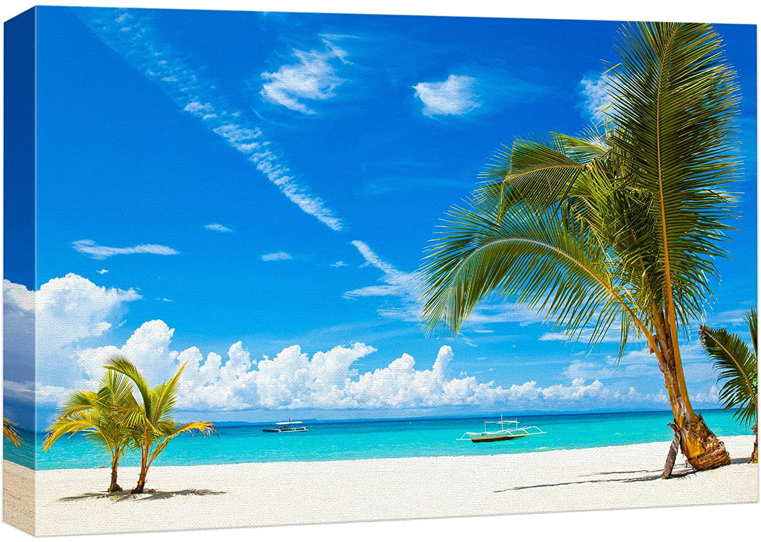 wall26 Canvas Print Wall Art Tropical Island Teal Ocean Beach