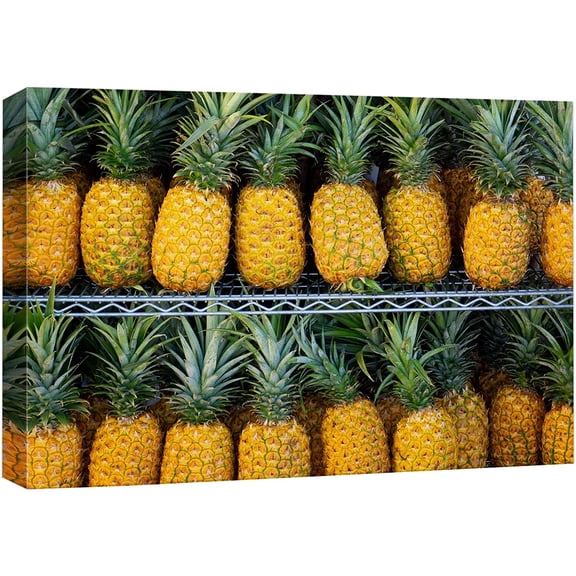 wall26 Canvas Print Wall Art Tropical Island Vibrant Bright Pineapples Food &amp; Cooking Kitchen Photography Realism Decorative Scenic Rustic Zen Calm Colorful for Living Room, Bedroom, Office - 12&