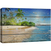 wall26 Canvas Print Wall Art Tropical Paradise Vibrant Beach on Wood Panels Marine Life Nature Photography Modern Art Nautical Scenic Relax/Calm Multicolor for Living Room, Bedroom, Office - 12"
