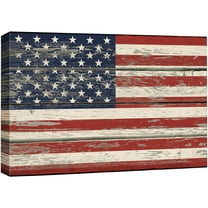 wall26 Canvas Print Wall Art United States Flag on Vintage Retro Wood Panels Pop Culture Cultural Digital Art Modern Art Traditional Colorful for Living Room, Bedroom, Office - 32"x48"