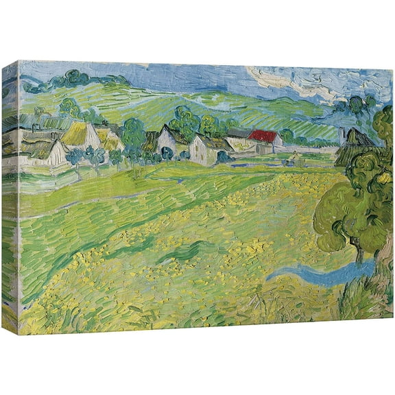 wall26 Canvas Print Wall Art Vessenots Near Auvers, Vincent Van Gogh Nature Wilderness Illustrations Fine Art Rustic Zen Landscape Scenic Vintage Colorful for Living Room, Bedroom, Office - 16"x