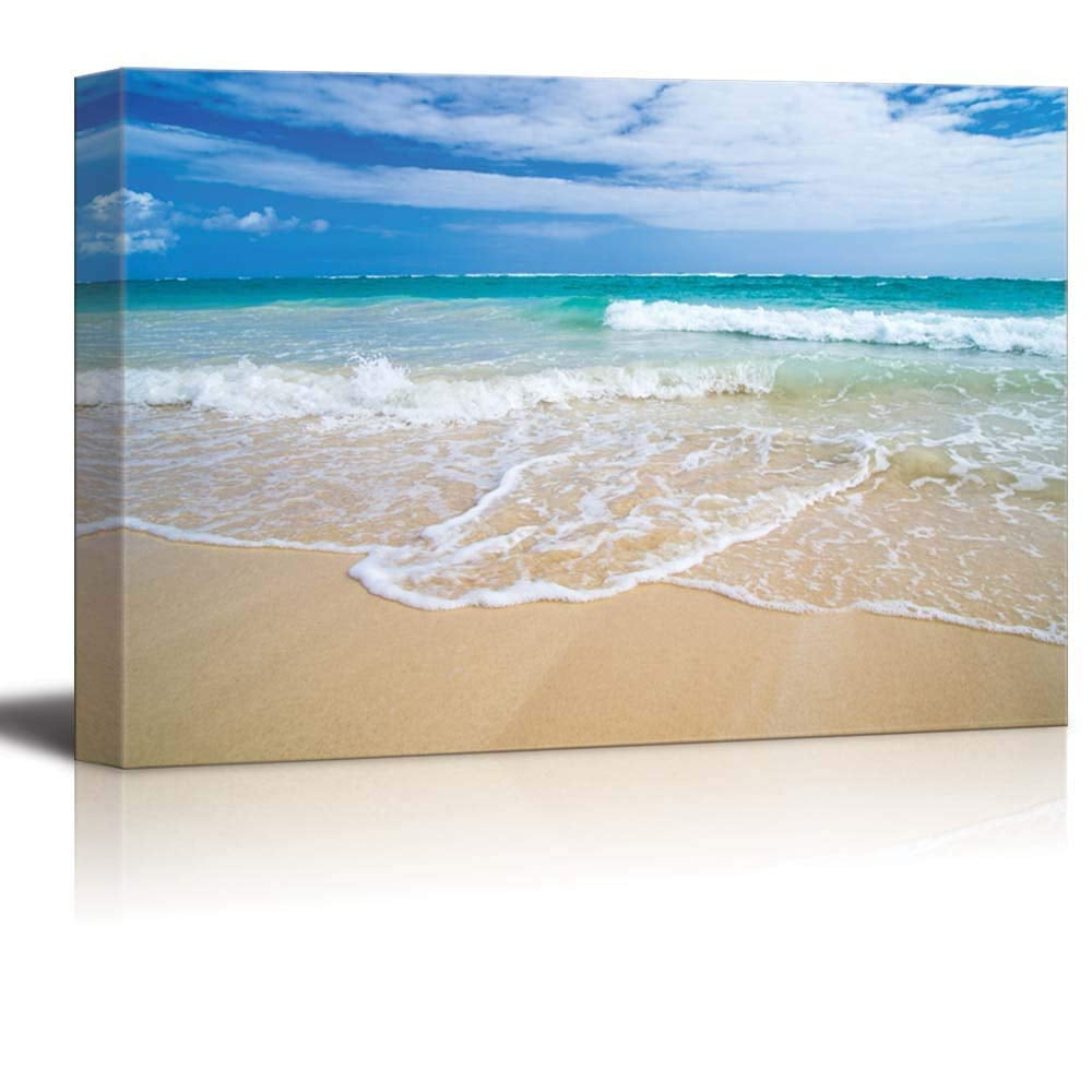 wall26 Canvas Print Wall Art Vibrant Beach Ocean Waves & Seafoam Nature ...