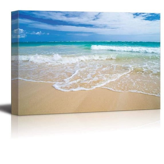 wall26 Canvas Print Wall Art Vibrant Beach Ocean Waves & Seafoam Nature Wilderness Photography Modern Art Rustic Scenic Colorful Multicolor for Living Room, Bedroom, Office - 32"x48"