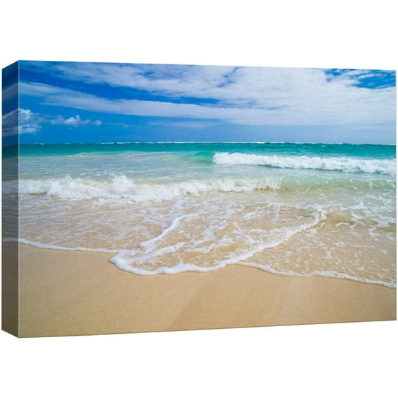 wall26 Canvas Print Wall Art Vibrant Beach Ocean Waves &amp; Seafoam Nature Wilderness Photography Modern Art Rustic Scenic Colorful Multicolor for Living Room, Bedroom, Office - 12"x18"