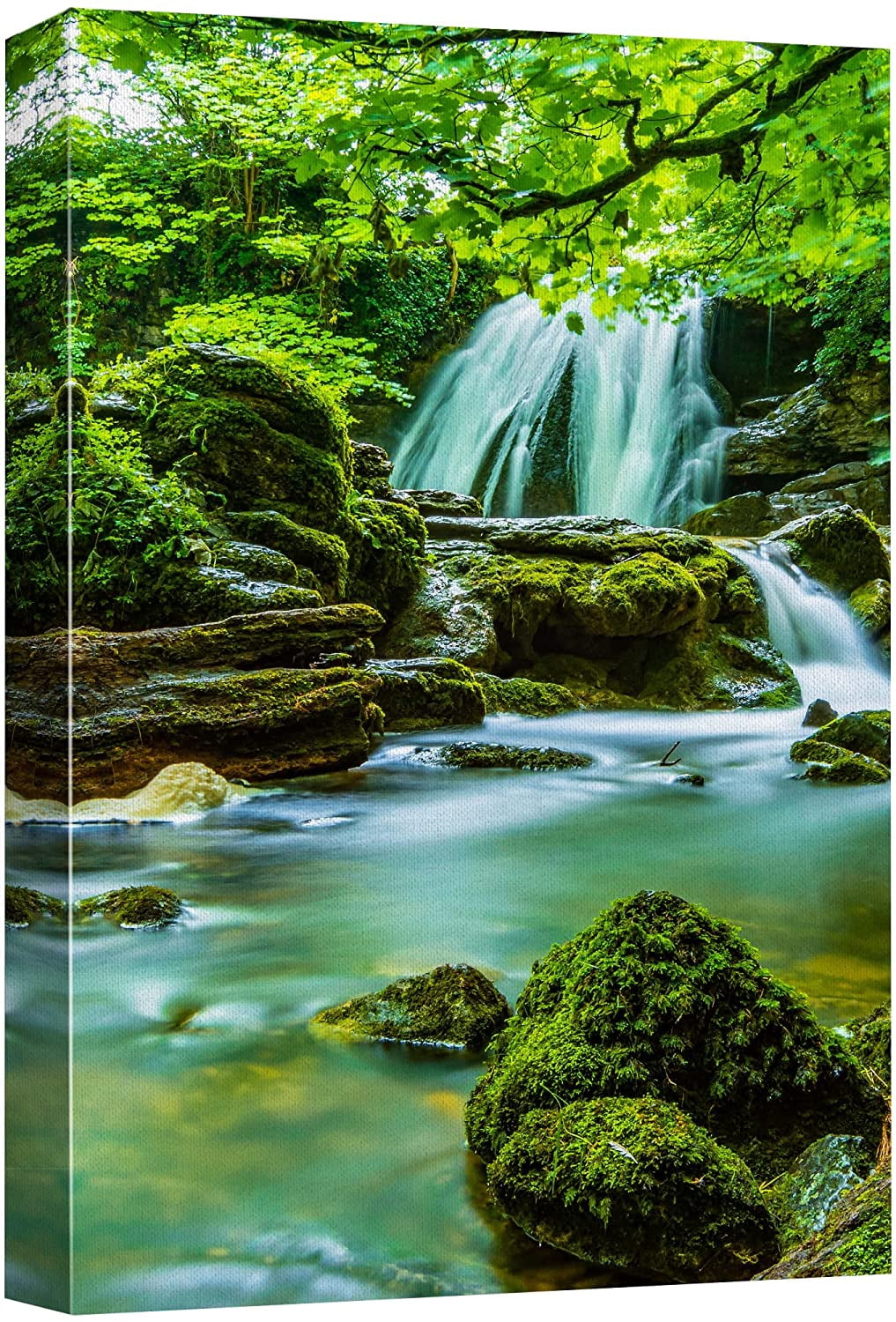 wall26 Canvas Print Wall Art Vibrant Emerald Green Forest River Rapid ...