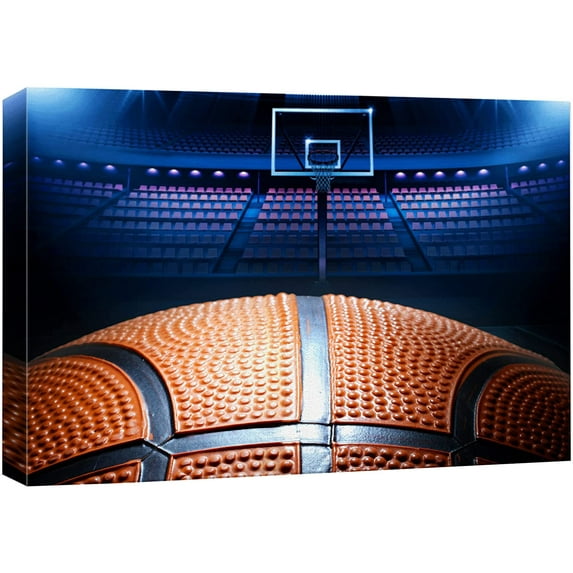 wall26 Canvas Print Wall Art Vibrant Neon Close Up Basketball Stadium Boys Room Decor Sports Fitness Photography Realism Decorative Scenic Multicolor for Living Room, Bedroom, Office - 12x18