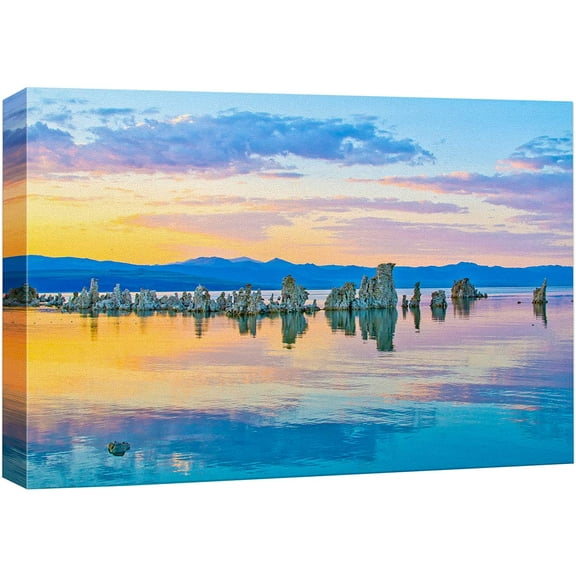 wall26 Canvas Print Wall Art Vibrant Pastel Sunset Cloud Sky Dusk Lake Nature Wilderness Photography Realism Rustic Scenic Landscape Zen Colorful for Living Room, Bedroom, Office - 12x18 inches