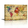 thumbnail image 1 of wall26 Canvas Print Wall Art Vibrant Rainbow World Map &amp; Wood Panels Architecture &amp; Maps Cities Illustrations Modern Art Rustic Scenic Relax/Calm Multicolor for Living Room, Bedroom, Office -, 1 of 5