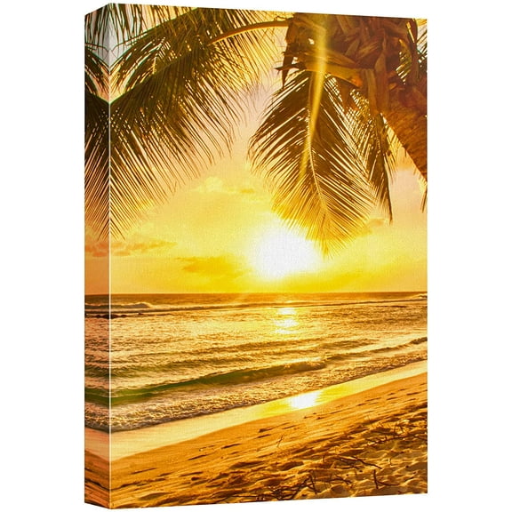 wall26 Canvas Print Wall Art Vibrant Sunlight Tropical Beach Paradise Nature Wilderness Photography Realism Decorative Landscape Relax/Calm Zen Multicolor for Living Room, Bedroom, Office - 32"x