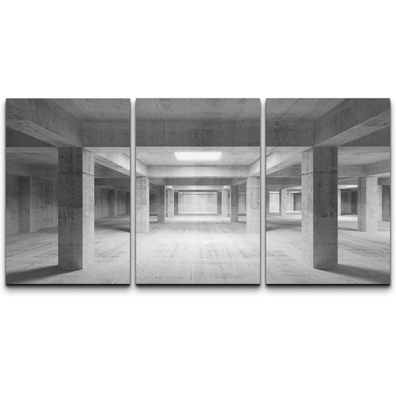 wall26 Canvas Print Wall Art View of Architectural Concrete Room Cities Cityscape Photography Modern Rustic Scenic Urban Multicolor Colorful for Living Room, Bedroom, Office - 16"x24"x3 Pan