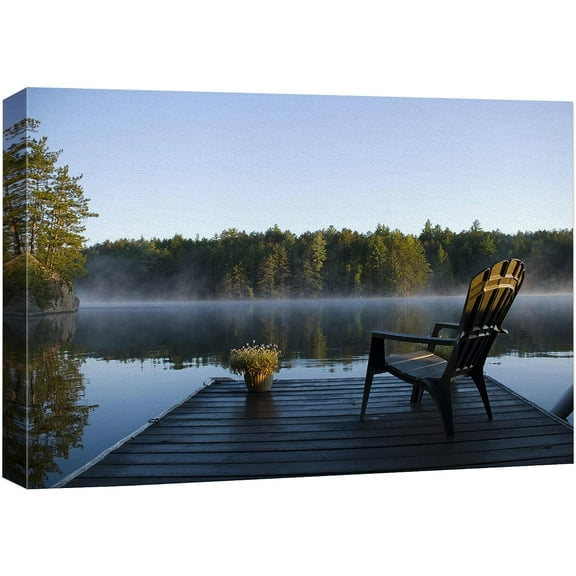 wall26 Canvas Print Wall Art View of The Lake at Dawn Nature Wilderness Photography Realism Rustic Scenic Relax/Calm Multicolor Zen Colorful for Living Room, Bedroom, Office - 12"x18"