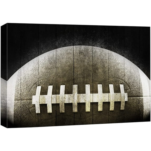 wall26 Canvas Print Wall Art Vintage Retro Duotone Wood Panel Football Sports & Fitness Athletes Digital Art Realism Boy's Bedroom Decorative Urban Rustic for Living Room, Bedroom, Office - 24&qu