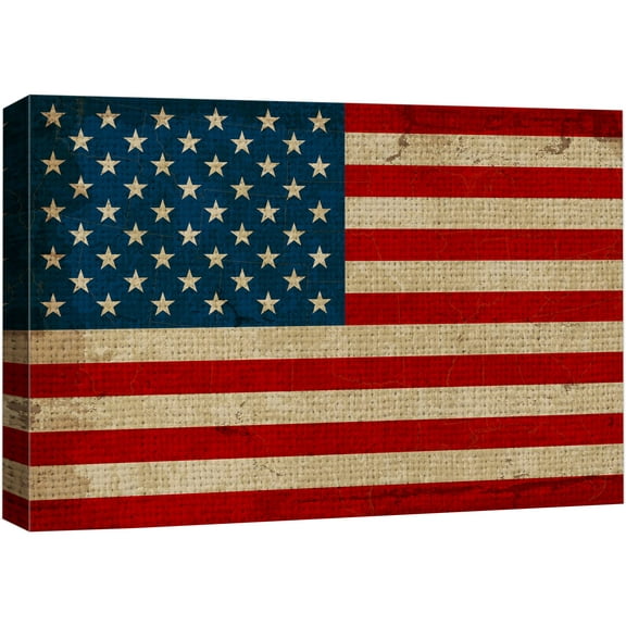 wall26 Canvas Print Wall Art Vintage Retro Faded American Flag Pop Culture Cultural Digital Art Modern Art Traditional Colorful for Living Room, Bedroom, Office - 24"x36"