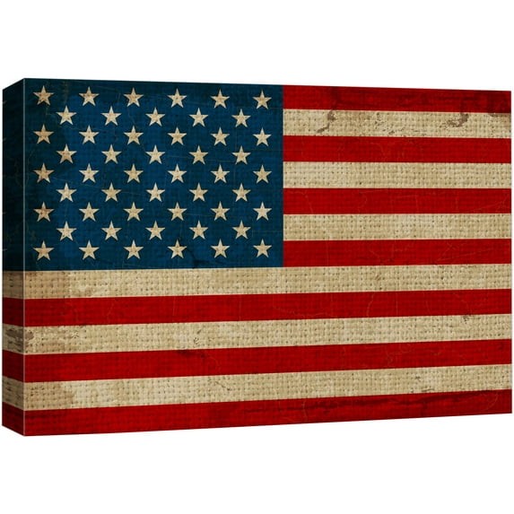 wall26 Canvas Print Wall Art Vintage Retro Faded American Flag Pop Culture Cultural Digital Art Modern Art Traditional Colorful for Living Room, Bedroom, Office - 24"x36"