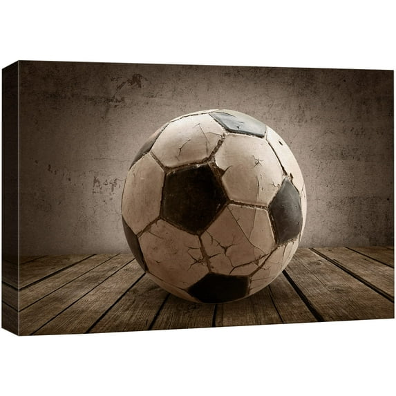 wall26 Canvas Print Wall Art Vintage Retro Faded Soccer Ball Close Up Sports Athletes Photography Modern Art Contemporary Scenic Urban Multicolor for Living Room, Bedroom, Office - 16"x24"
