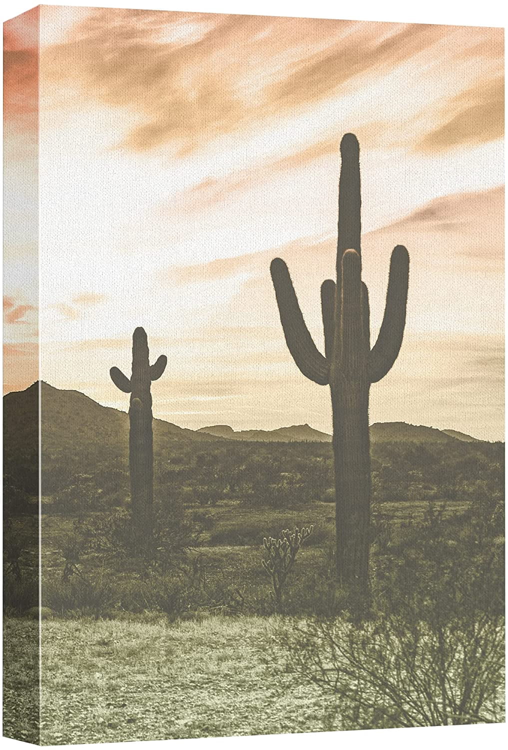 wall26 Canvas Print Wall Art Vintage Saguaro Cactus Desert Landscape ...