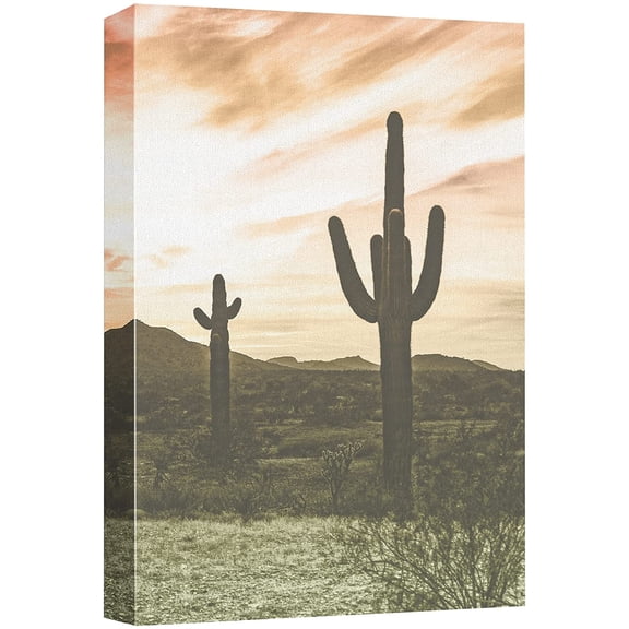 wall26 Canvas Print Wall Art Vintage Saguaro Cactus Desert Landscape Nature Wilderness Photography Realism Decorative Landscape Relax/Calm Zen Multicolor for Living Room, Bedroom, Office - 32"x4