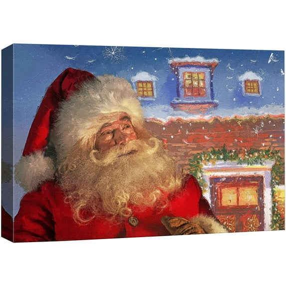 wall26 Canvas Print Wall Art Vintage Santa Claus Winter Portrait Celebrations & Holidays Decorative Illustrations Modern Art Scenic Colorful Warm for Living Room, Bedroom, Office - 32"x48&qu