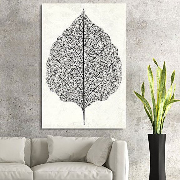 wall26 Canvas Print Wall Art Vintage Transparent Black & White Leaf Floral Botanical Illustrations Realism Chic Scenic Relax/Calm Multicolor Cool for Living Room, Bedroom, Office - 12"x18&qu