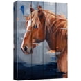 thumbnail image 1 of wall26 Canvas Print Wall Art Vintage Wood Panel Pastel Brown Horse Nature Animals Digital Art Realism Decorative Farmhouse Zen Rustic Multicolor Wildlife for Living Room, Bedroom, Office - 16"x2, 1 of 5