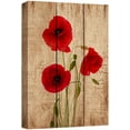 thumbnail image 1 of wall26 Canvas Print Wall Art Vivid Red Poppy Flower Trio on Wood Panels Nature Wilderness Digital Art Realism Chic Colorful Multicolor Ultra for Living Room, Bedroom, Office - 12"x18", 1 of 7