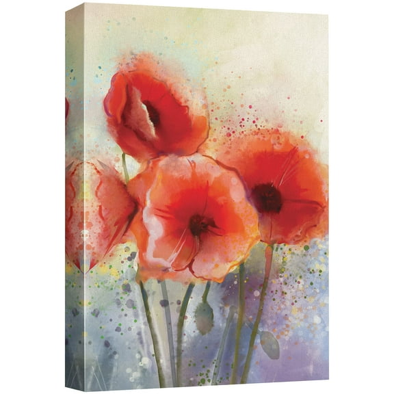 wall26 Canvas Print Wall Art Watercolor Explosion Effect Red Poppy Bouquet Floral Botanical Illustrations Modern Art Rustic Scenic Colorful Multicolor for Living Room, Bedroom, Office - 24"x36&q