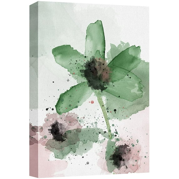 wall26 Canvas Print Wall Art Watercolor Explosion Green &amp; Red Daisies Floral Botanical Illustrations Minimalism Glam Multicolor Pastel for Living Room, Bedroom, Office - 16"x24"