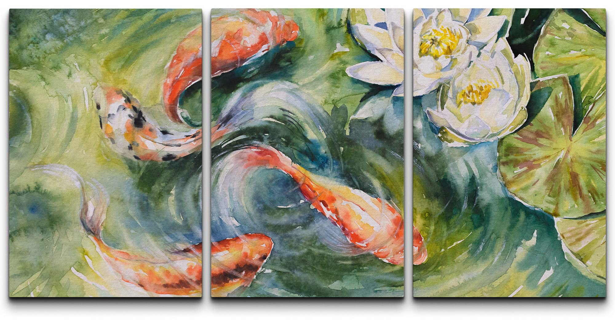 wall26 Canvas Print Wall Art Watercolor Japanese Koi Fish & Water Lily ...