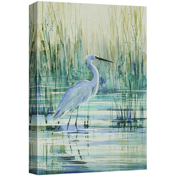 wall26 Canvas Print Wall Art Watercolor Pastel Swamp Crane Bird Nature Wilderness Illustrations Modern Art Decorative Multicolor Zen Rustic Relax/Calm for Living Room, Bedroom, Office - 32"x48&q