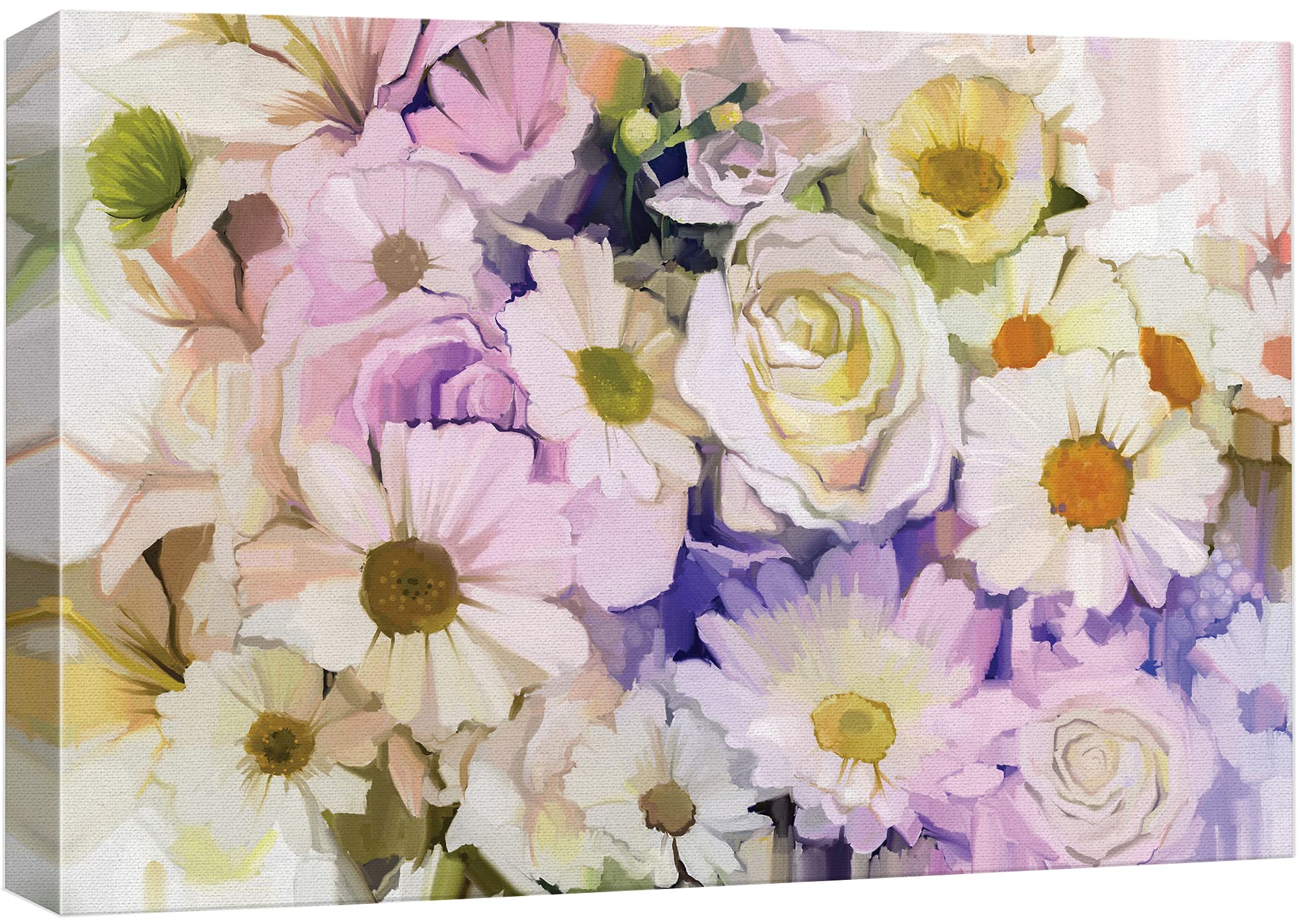 wall26 Canvas Print Wall Art Watercolor Purple & White Roses and ...