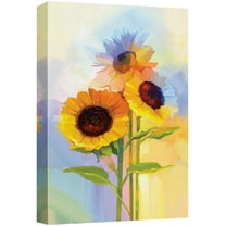 wall26 Canvas Print Wall Art Watercolor Smudge Effect Sunflower Bouquet Floral Botanical Illustrations Modern Art Rustic Scenic Colorful Multicolor for Living Room, Bedroom, Office - 12"x18&quot