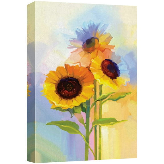 wall26 Canvas Print Wall Art Watercolor Smudge Effect Sunflower Bouquet Floral Botanical Illustrations Modern Art Rustic Scenic Colorful Multicolor for Living Room, Bedroom, Office - 12"x18&quot