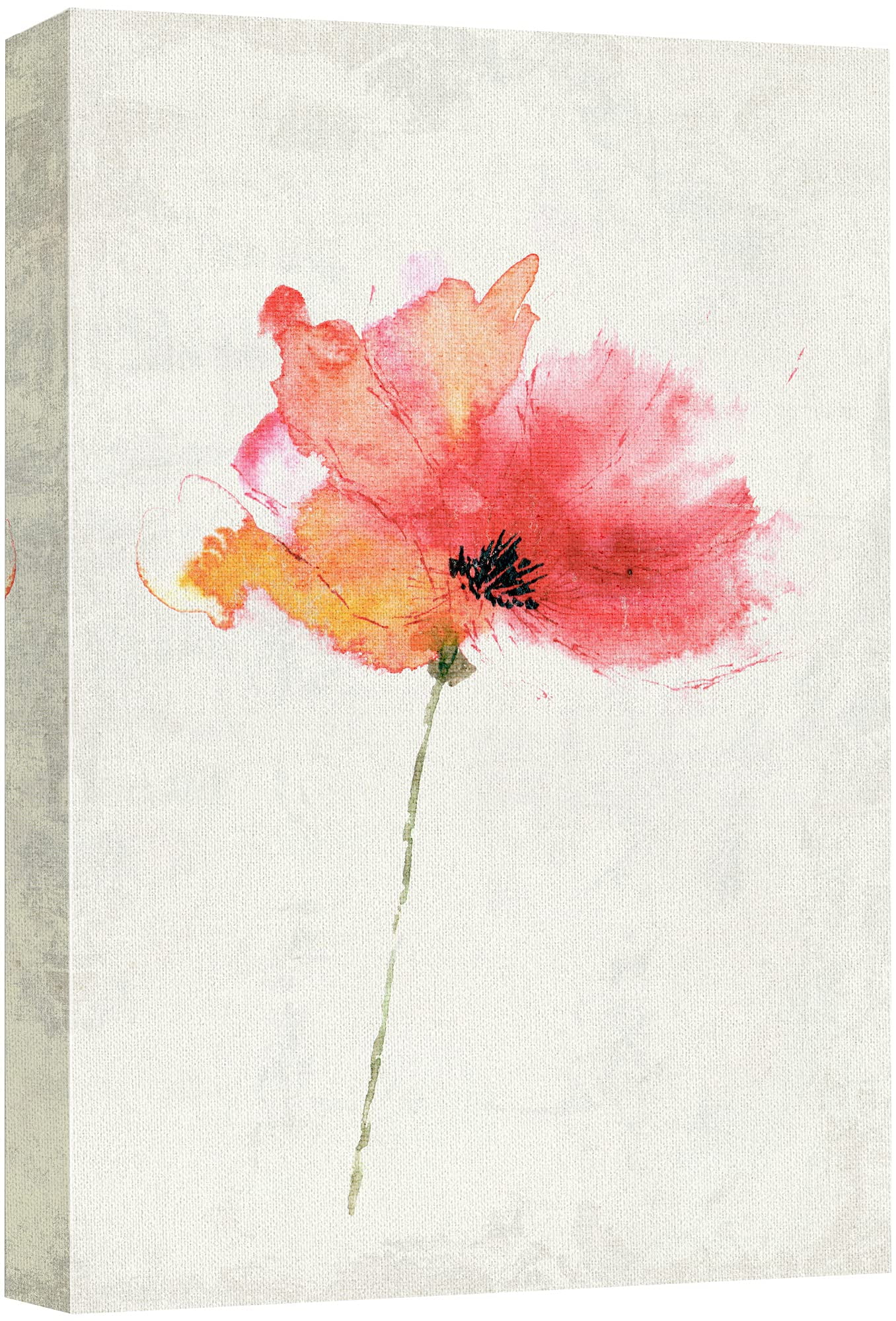 wall26 Canvas Print Wall Art Watercolor Stain Effect Red Poppy Floral ...