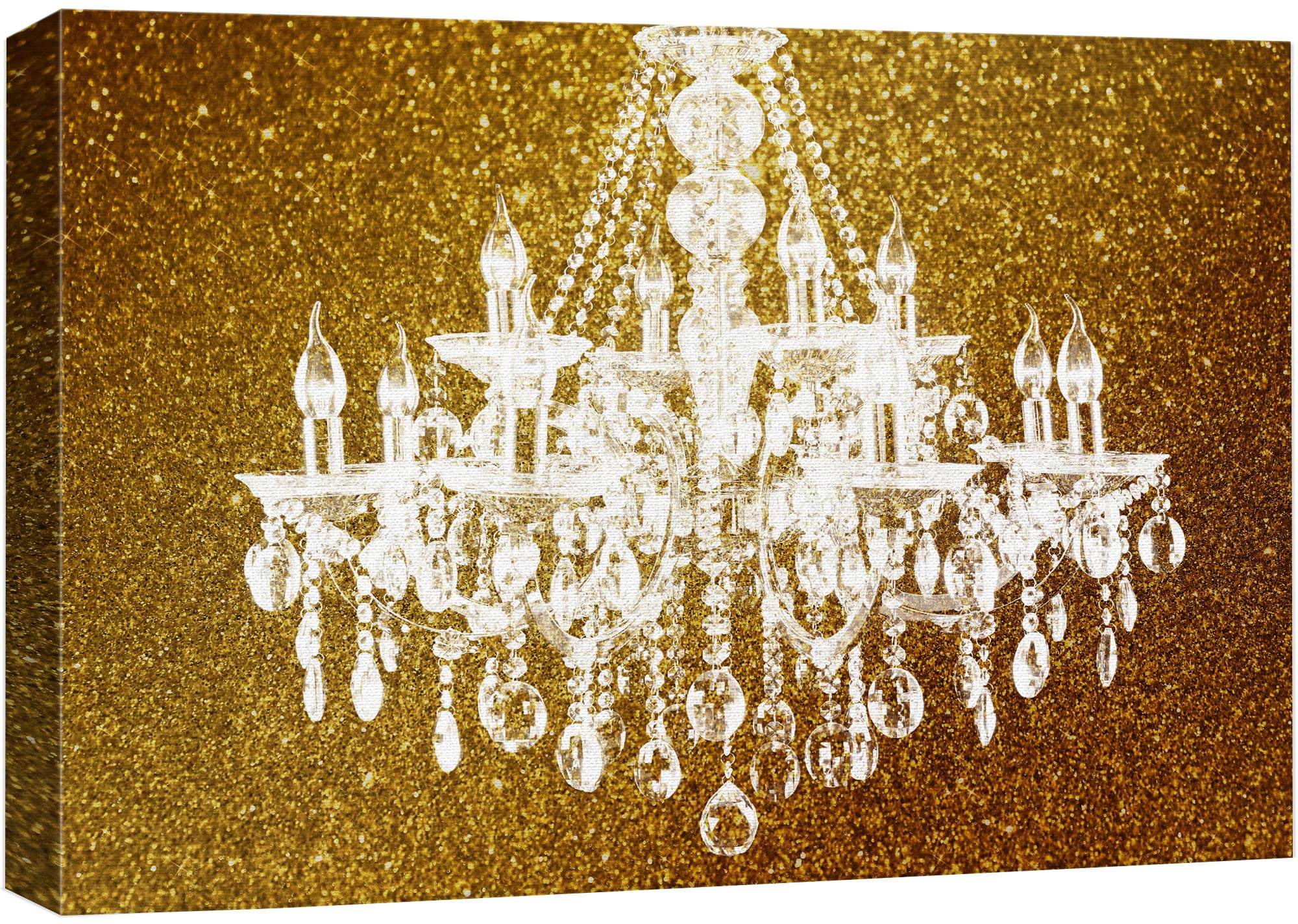 wall26 Canvas Print Wall Art White Chandelier Silhouette on Glitter ...
