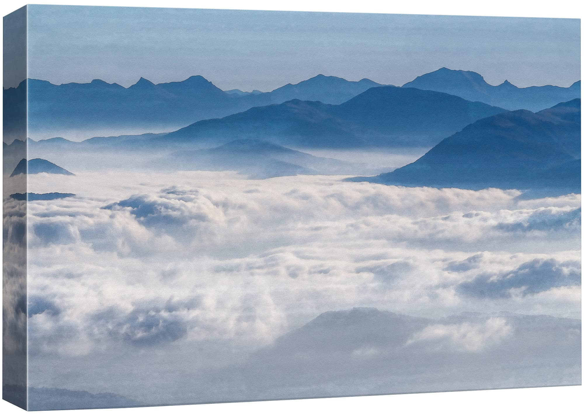 wall26 Canvas Print Wall Art White Clouds Over Blue Mountain Ranges ...