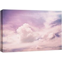 wall26 Canvas Print Wall Art White Clouds in Purple & Blue Gradient Sky Nature Wilderness Photography Modern Art Rustic Scenic Colorful Multicolor for Living Room, Bedroom, Office - 16"x24&q
